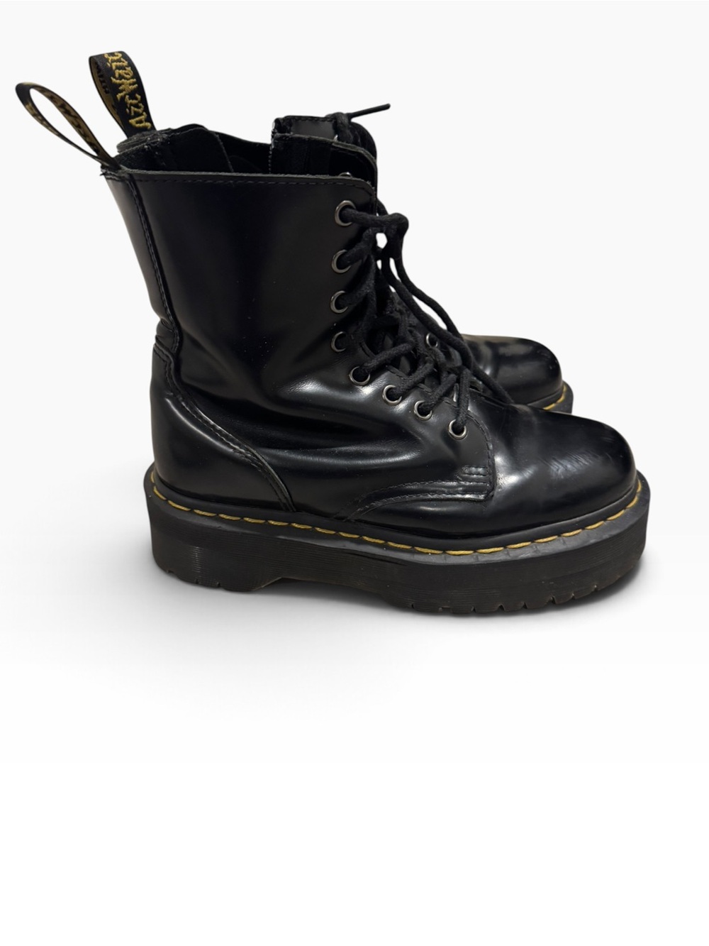 Dr. Martens Black Leather Platform Lace-Up Boots